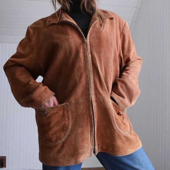 Alan Michael caramel suede leather jacket - Picture 7 of 8